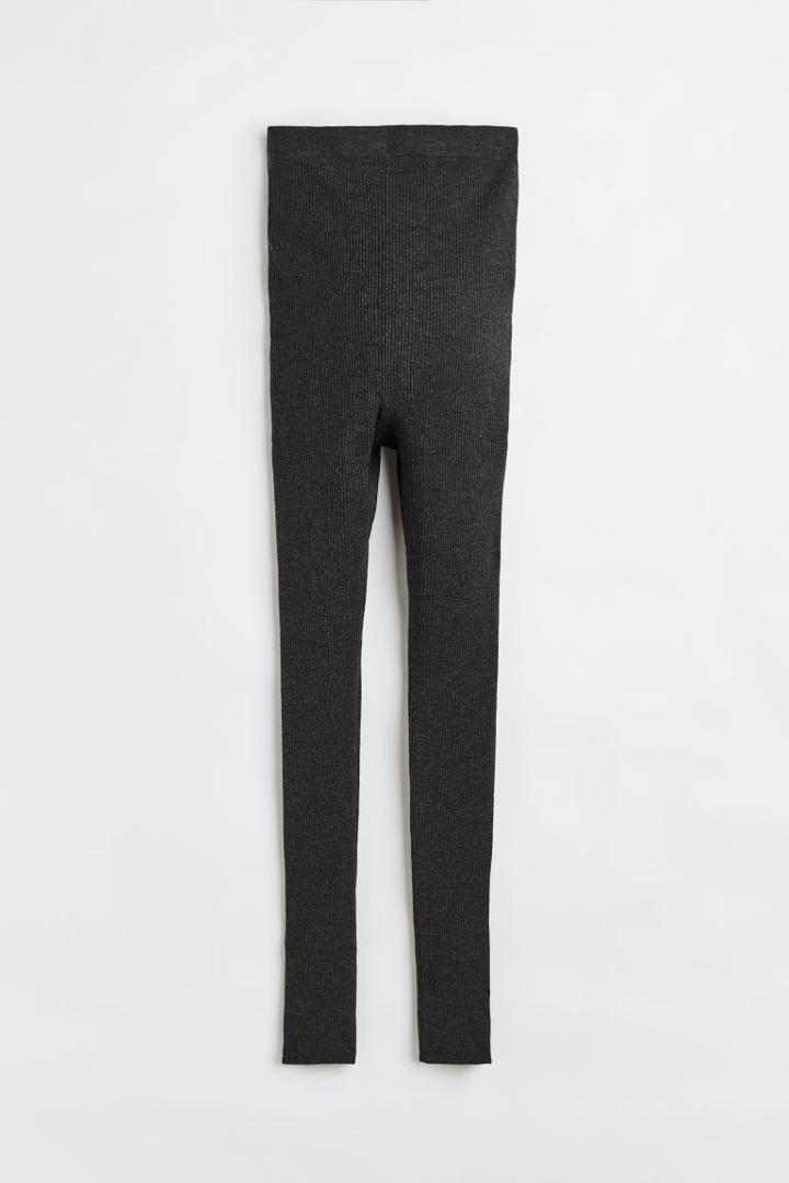 H & M - Mama Rib-knit Leggings - Black