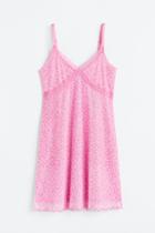 H & M - Lace-trimmed Mesh Dress - Pink