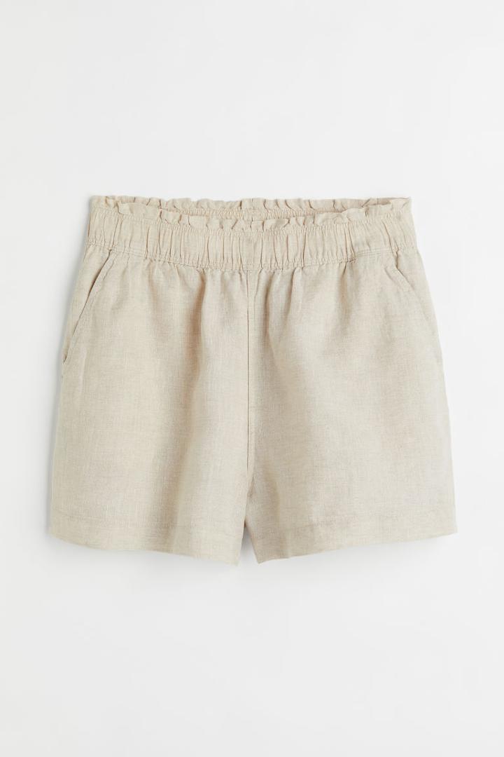 H & M - Linen Shorts - Beige