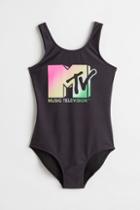 H & M - Printed Swimsuit - Black