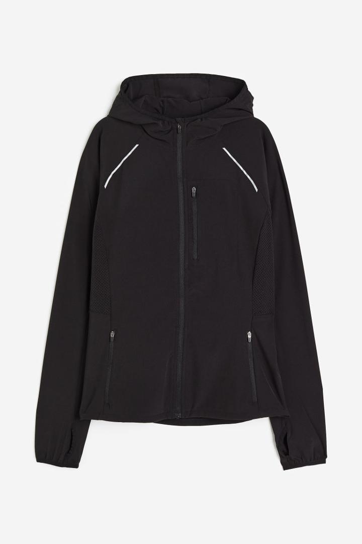 H & M - Drymove&trade; Hooded Running Jacket - Black