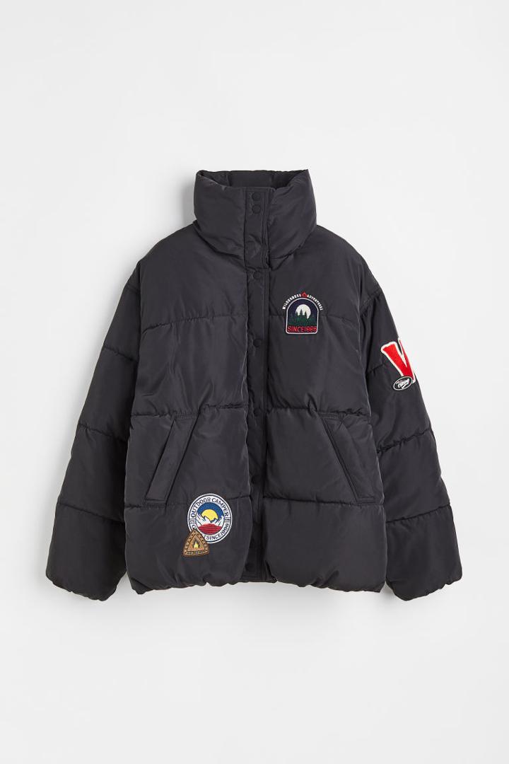 H & M - Appliqud Puffer Jacket - Gray