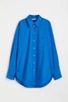 H & M - Oversized Cotton Shirt - Blue