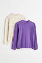 H & M - 2-pack Turtleneck Tops - Purple