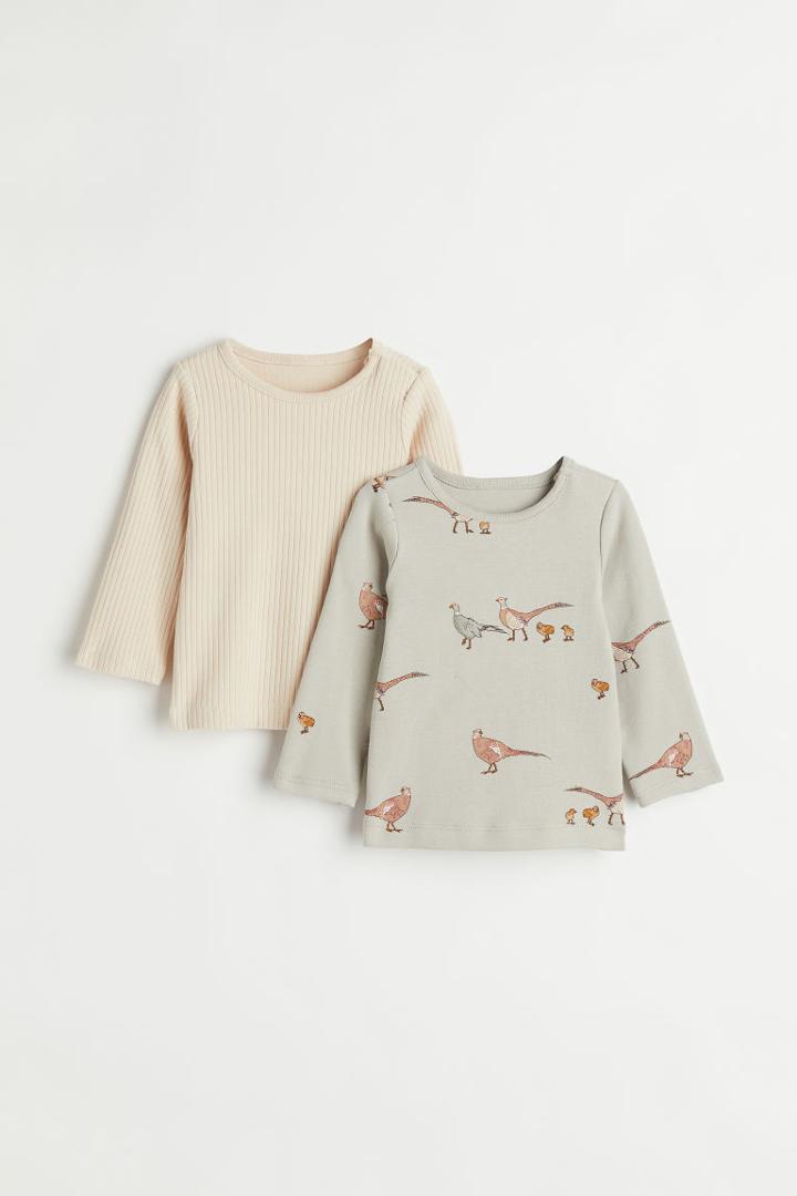 H & M - 2-pack Ribbed Tops - Green