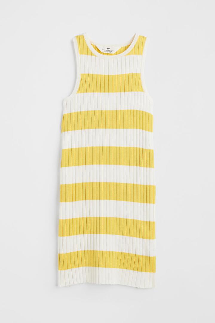 H & M - Fine-knit Dress - Yellow