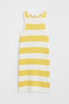 H & M - Fine-knit Dress - Yellow