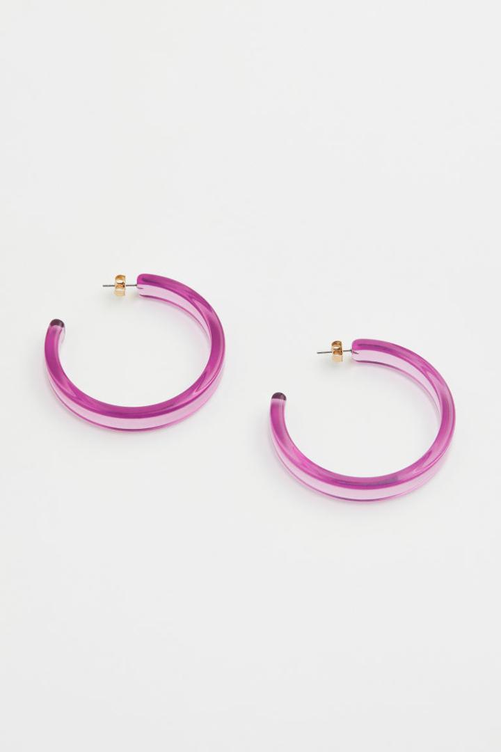 H & M - Hoop Earrings - Purple