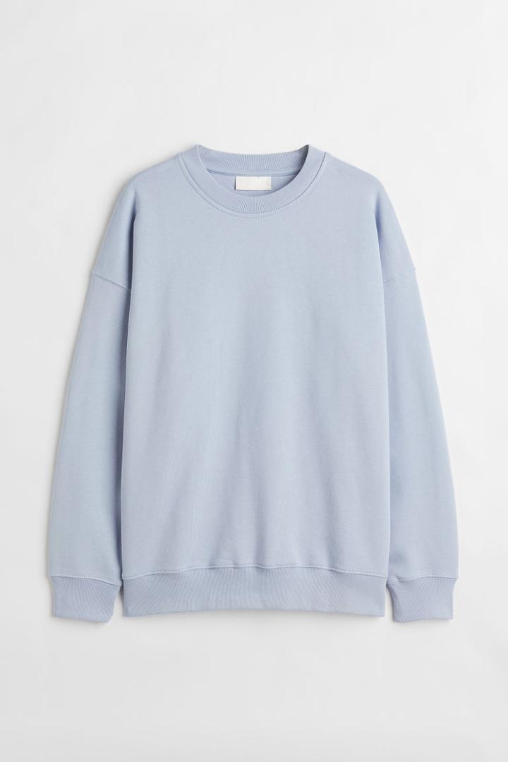 H & M - Oversized Fit Cotton Sweatshirt - Blue