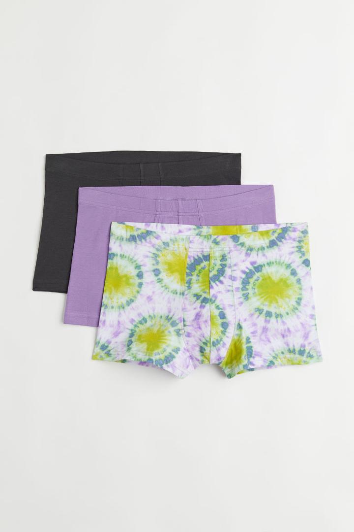 H & M - 3-pack Short Cotton Boxer Shorts - Purple