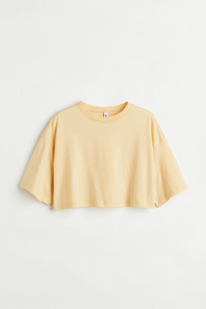 H & M - Crop T-shirt - Yellow