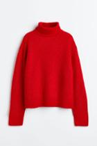 H & M - Rib-knit Turtleneck Sweater - Red