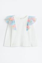 H & M - Ruffle-trimmed Top - White