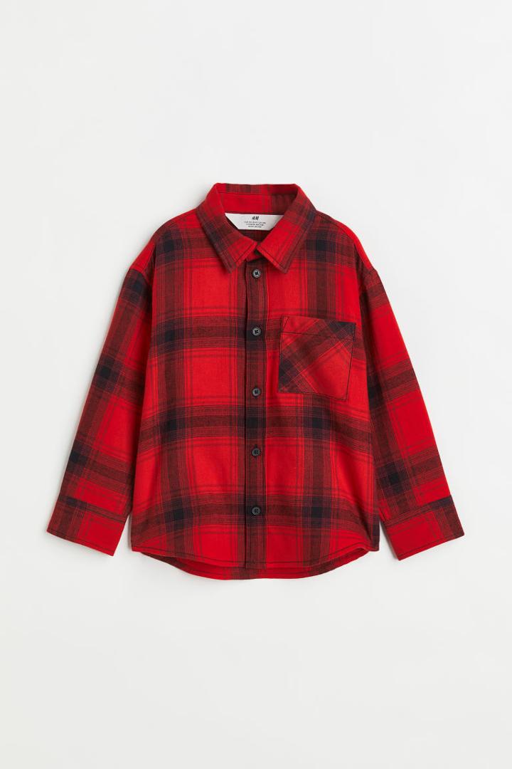 H & M - Cotton Flannel Shirt - Red