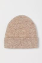 H & M - Rib-knit Wool-blend Hat - Brown