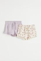 H & M - 2-pack Cotton Shorts - Purple
