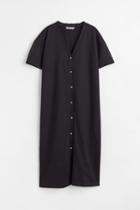 H & M - Button-front Jersey Dress - Black