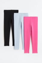 H & M - 3-pack Heavy Jersey Leggings - Blue