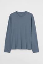 H & M - Regular Fit Long-sleeved Shirt - Gray