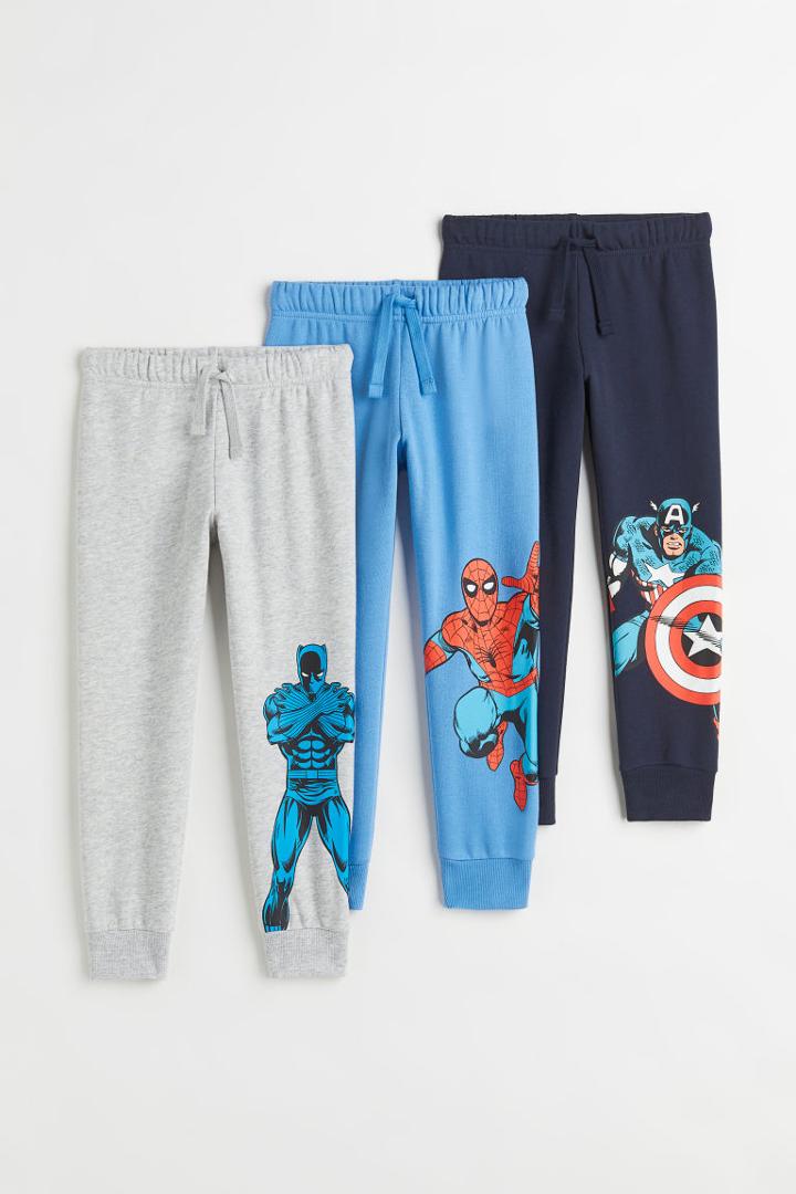 H & M - 3-pack Printed Joggers - Blue