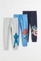 H & M - 3-pack Printed Joggers - Blue
