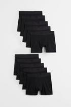 H & M - 10-pack Cotton Boxer Shorts - Black