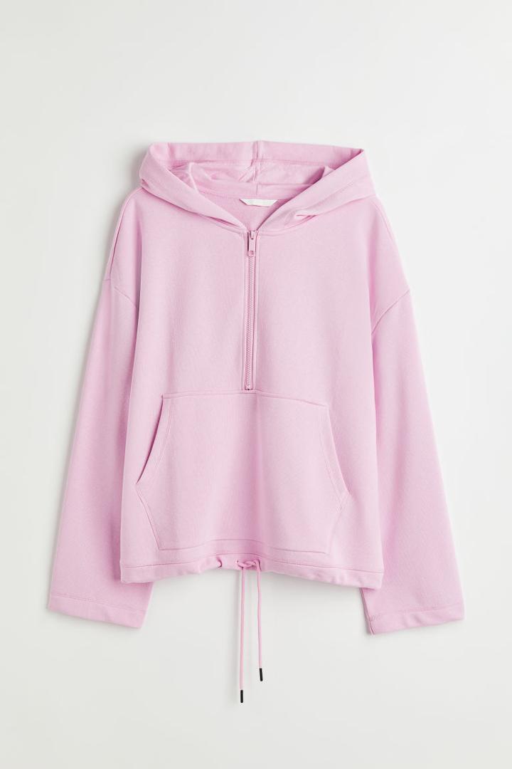 H & M - H & M+ Half-zip Hoodie - Pink