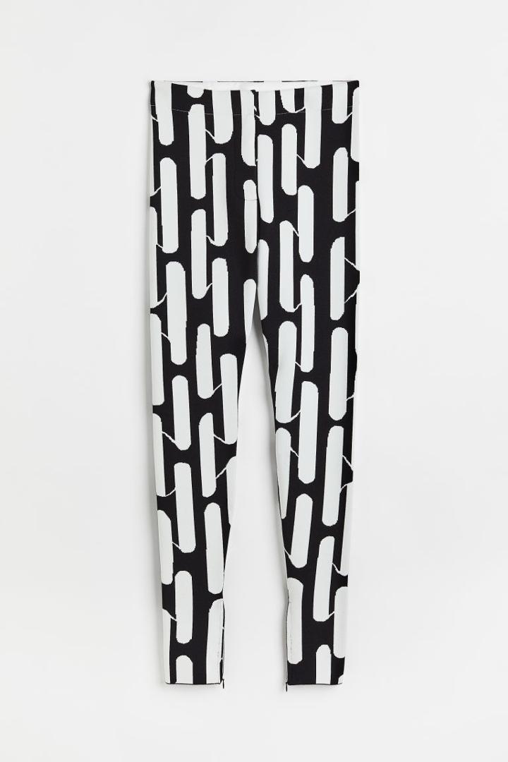 H & M - Jacquard-knit Treggings - Black