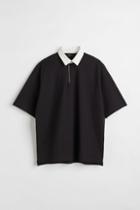 H & M - Oversized Fit Polo Shirt - Black