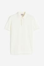 H & M - Slim Fit Silk-blend Polo Shirt - White