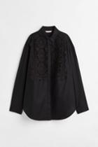 H & M - Lace-detail Shirt - Black