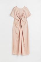 H & M - Mama Knot-detail Satin Dress - Orange