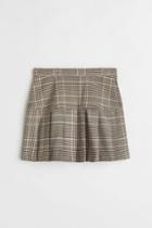 H & M - Pleated Twill Skirt - Beige