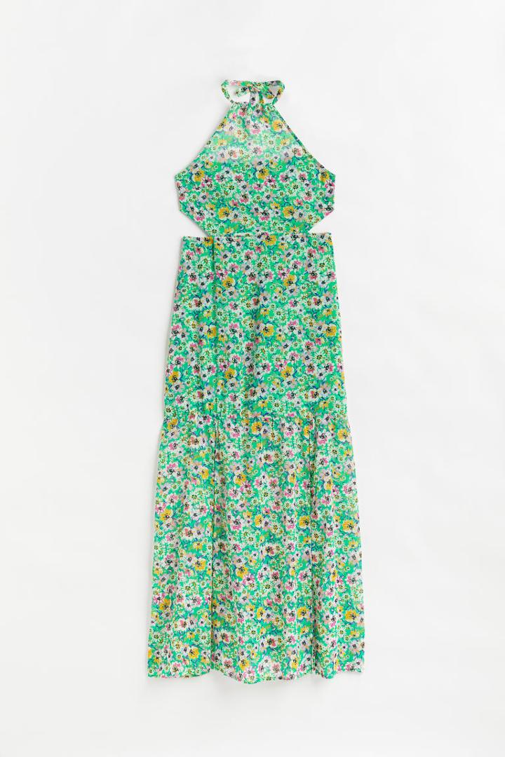 H & M - Open-backed Chiffon Dress - Green