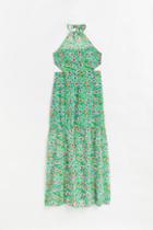 H & M - Open-backed Chiffon Dress - Green