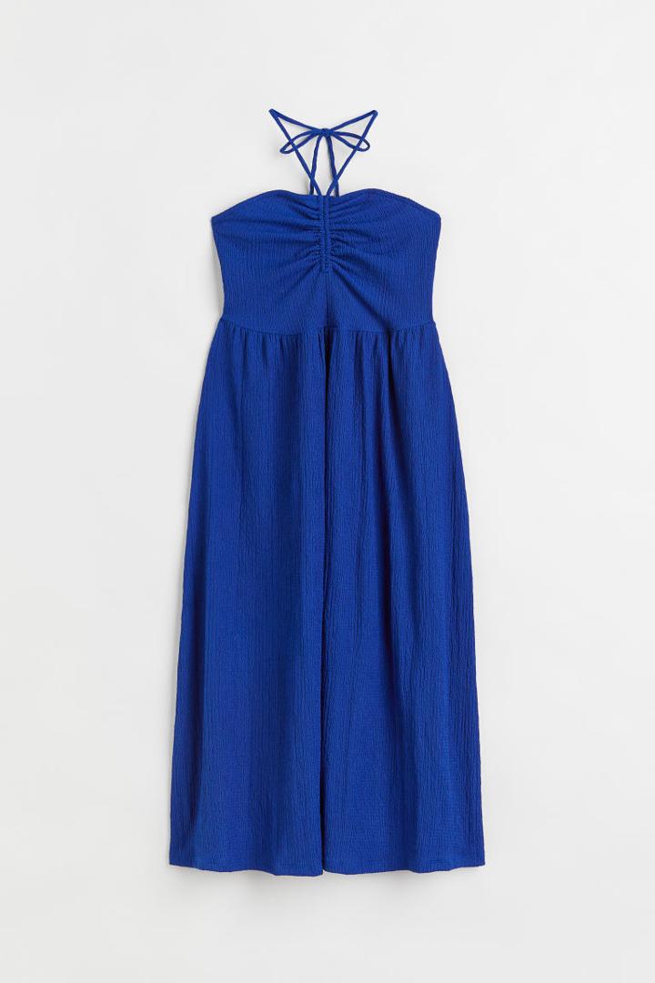H & M - Crinkled Halterneck Dress - Blue