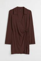 H & M - H & M+ Wrap Dress With Collar - Brown