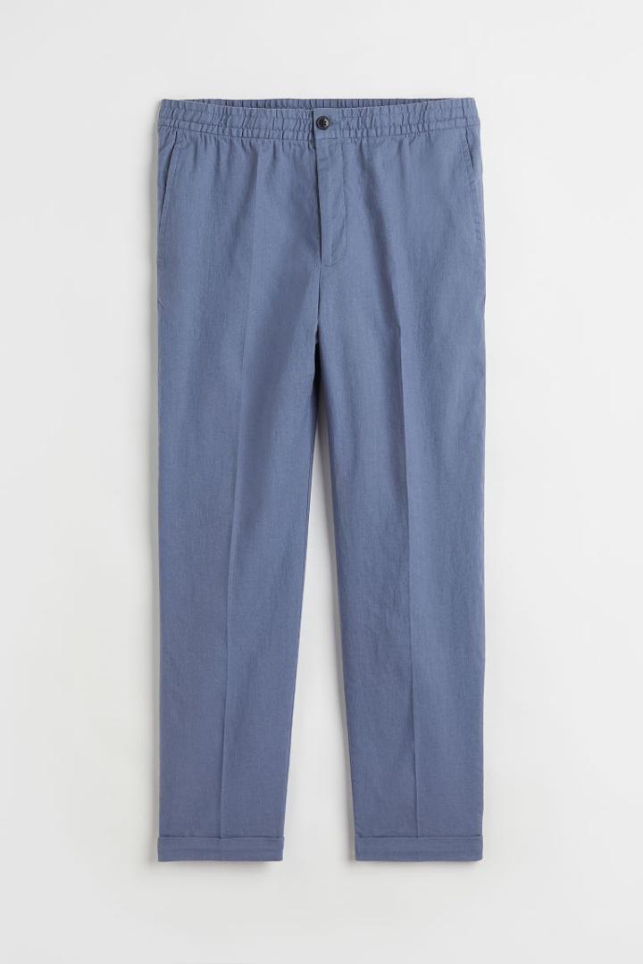 H & M - Linen-blend Joggers - Blue