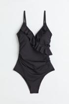 H & M - Flounced Shaping Swimsuit - Black