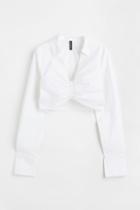 H & M - Gathered Crop Shirt - White