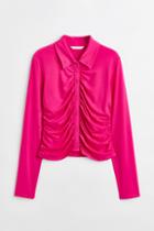 H & M - Draped Jersey Top - Pink