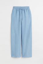 H & M - Wide-leg Linen-blend Pants - Blue