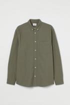 H & M - Regular Fit Oxford Shirt - Green