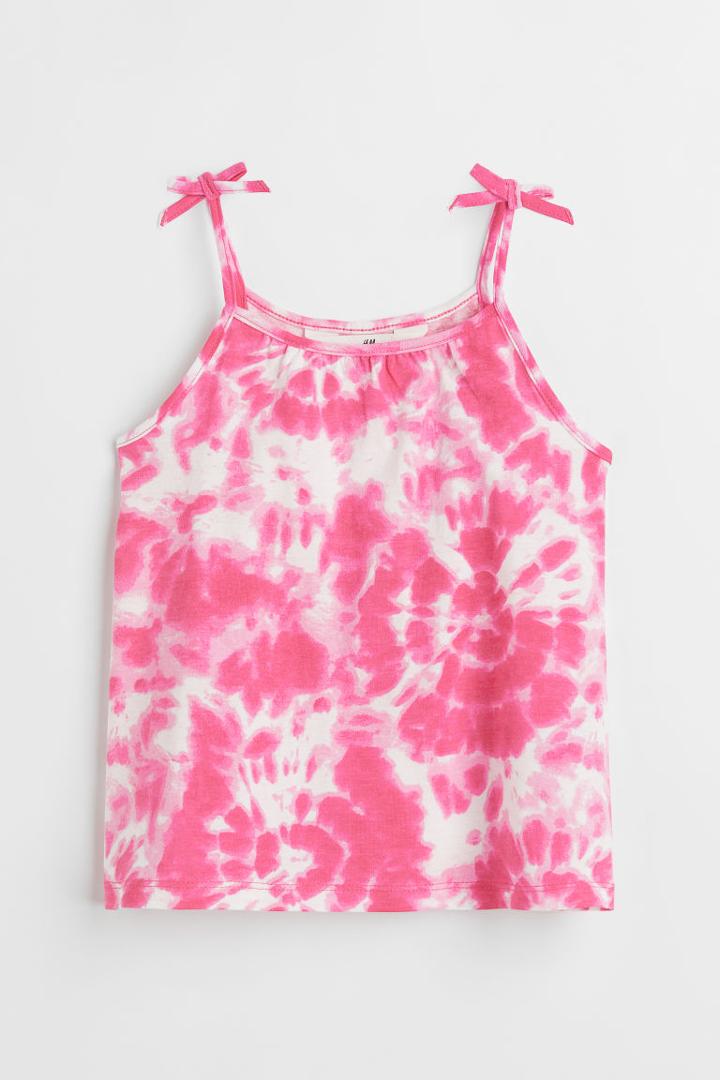 H & M - Jersey Bow-detail Tank Top - Pink