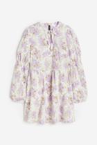 H & M - Patterned A-line Dress - White