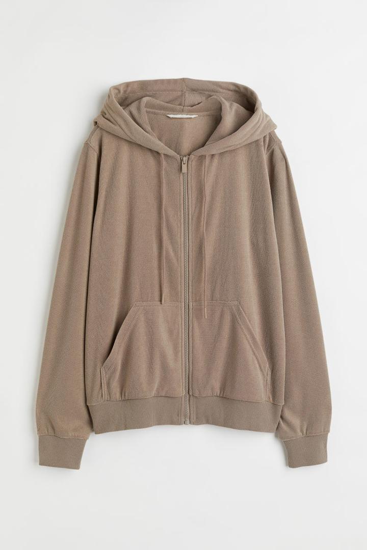 H & M - Terry Hooded Jacket - Brown