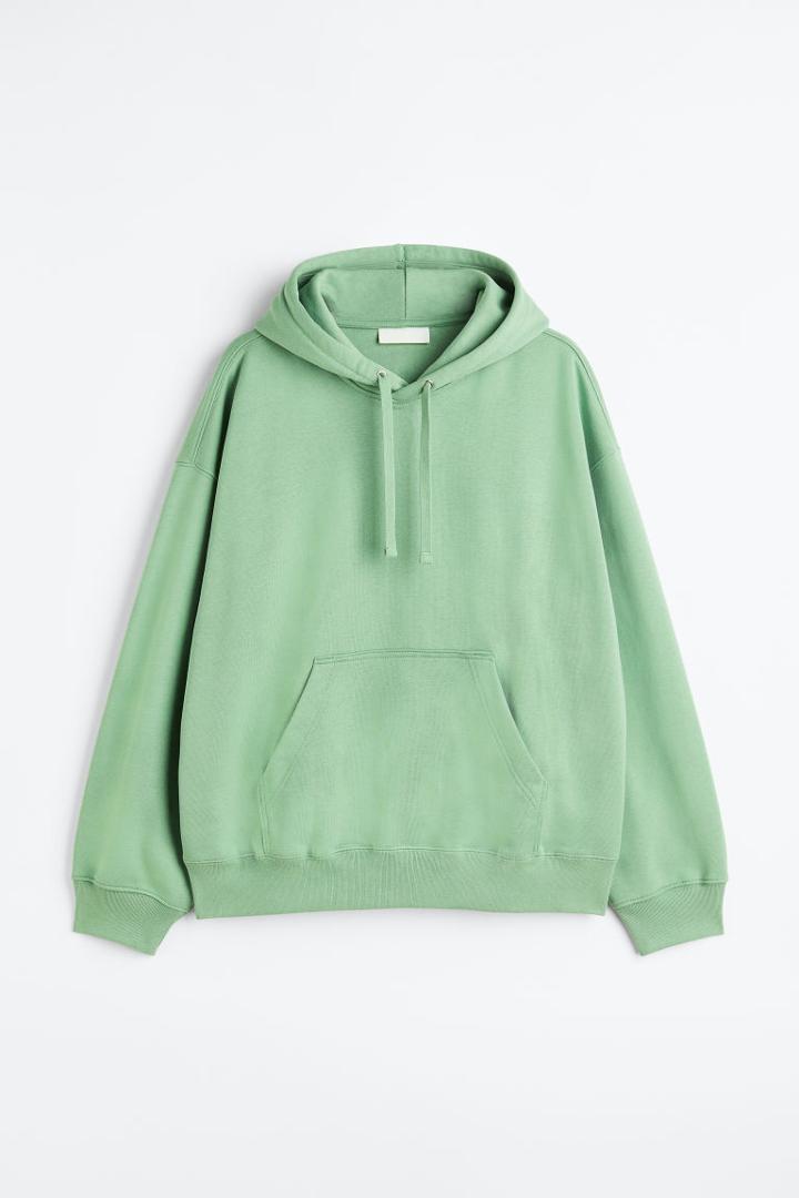 H & M - Oversized Fit Cotton Hoodie - Green