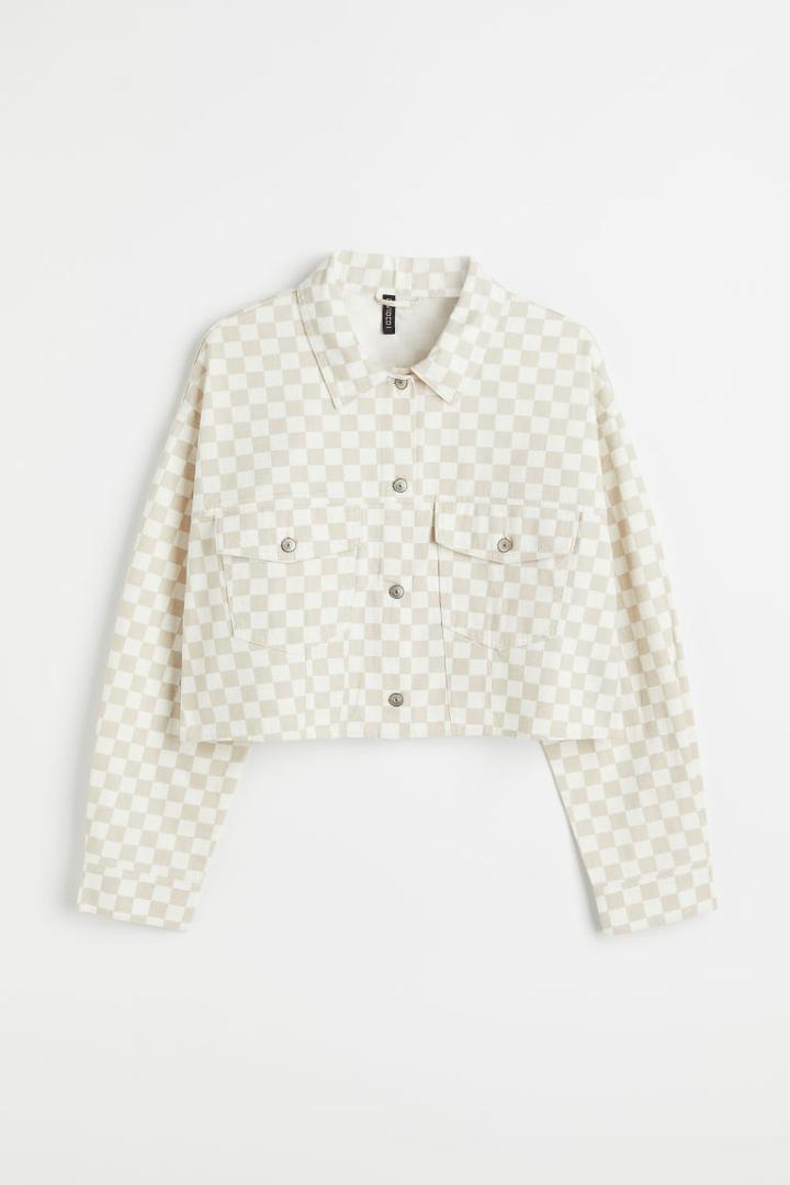 H & M - H & M+ Twill Crop Jacket - Beige