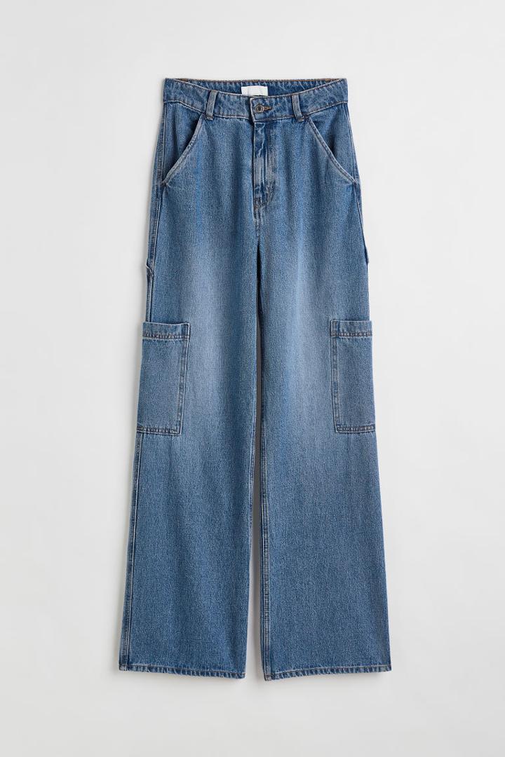 H & M - Wide-leg Cargo Pants - Blue