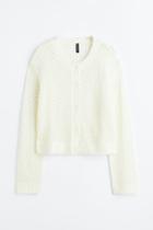 H & M - Hole-knit Cardigan - White